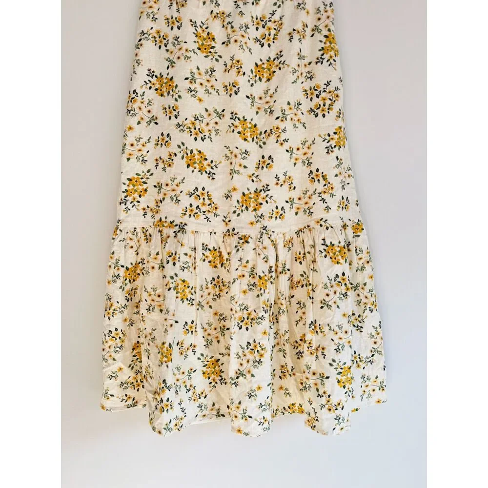 Joie Ditsy Floral Tiered Midi Skirt Boho Cottagecore Sunflowers‎ - Picture 6 of 6
